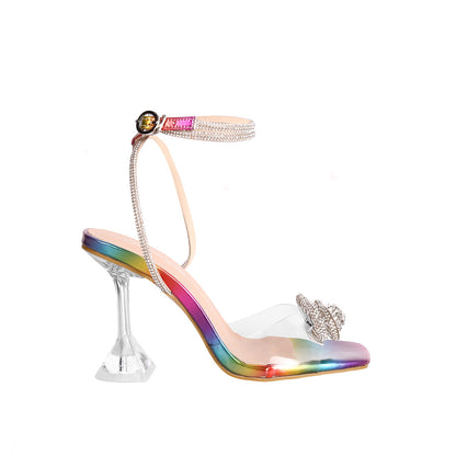 Glamorous Clear-Heel Sandals with Sparkling Rhinestones