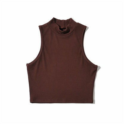 Sleeveless Stand-Neck Knitted Vest